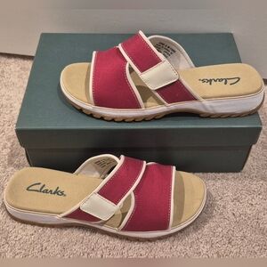 Clarks | EUC | Red and Cream | Sandals | Size 9M